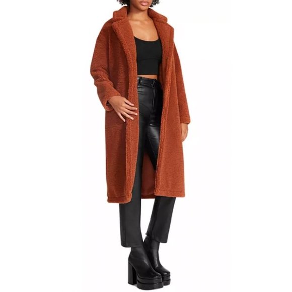 Steve Madden Jackets & Blazers - STEVE Madden Saide Long Sherpa Coat Mocha Bisque NWT Size M